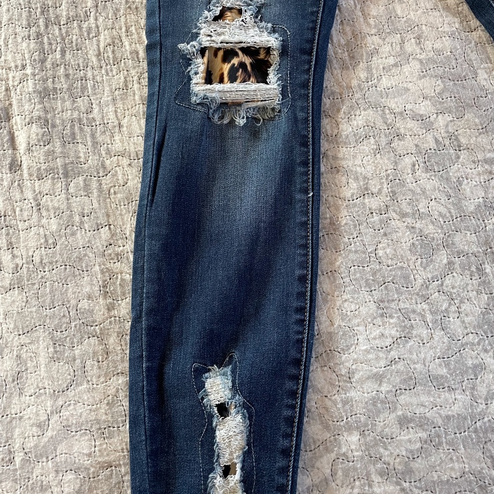 Judy Blue Leopard-lined High Rise Skinny Jeans 7/28 JB82166DK